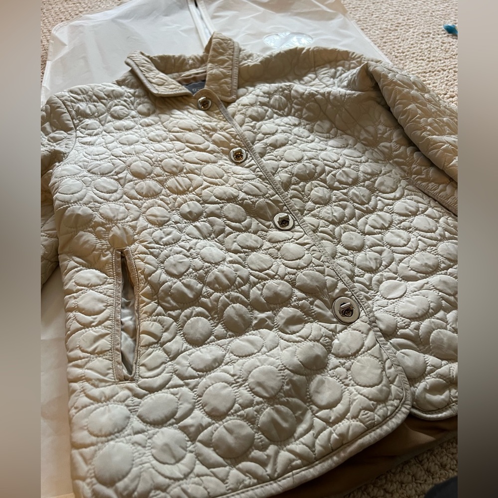 Coach Jacket, Cream Colored with Leather Trim